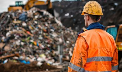 Ouvrier dans un centre de traitement de déchets Algora Environnement